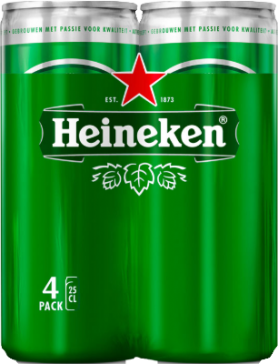 Heineken set van 4 blikjes á 0,25 liter Heineken set van 4 blikjes á 0,25 liter